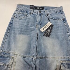True Luck Relaxed Boot Cargo Jeans Mens Stretch Light Wash Blue 32x32 NWT
